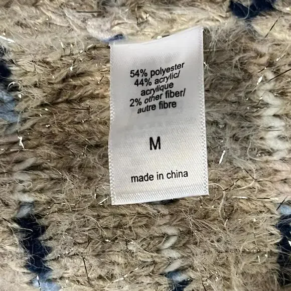 NWT Womens Maurices Sweater Size Beige Feathered MED Blue Accents - Picture 8 of 9